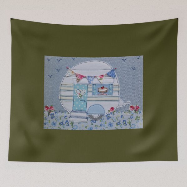 Item preview, White vintage caravan stitched Throw Pillow 	 designed and sold by nydabxwvrfd22.