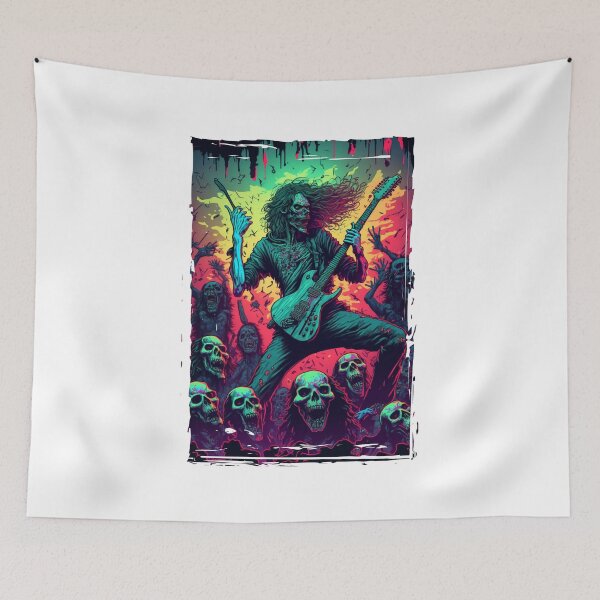 Item preview, Poster of a death metal band with a guitarist amidst a crowd of skulls  designed and sold by quanlh.