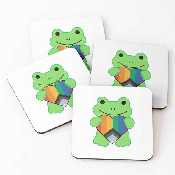 Item preview, Green Frog Holding Inclusive Pride Flag Love Heart designed and sold by armontheroad.