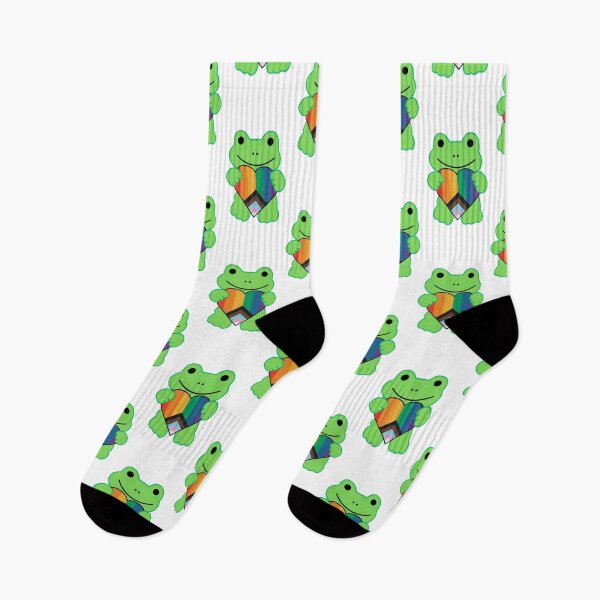 Item preview, Green Frog Holding Inclusive Pride Flag Love Heart designed and sold by armontheroad.