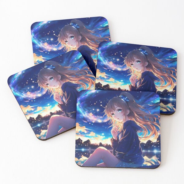Item preview, Anime girl in a starry night designed and sold by ArtRevisualised.