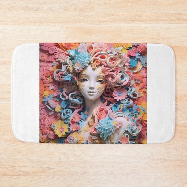 Item preview, A sculpture of a girl surrounded with flowers in various colors, designed and sold by aiphotosart.