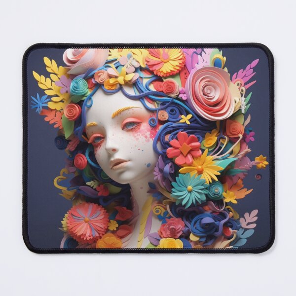 Item preview, A sculpture of a girl surrounded with flowers in various colors designed and sold by aiphotosart.