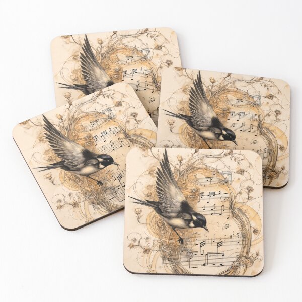 Item preview, Charcoal and Coffee drawing of Bird’s song 19 designed and sold by Art by Lilia.