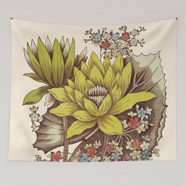 Item preview, Antique English Aesthetic Water Lily Flower design (1884). Annonymous. Restored by Mindthecherry designed and sold by MINDTHECHERRY.