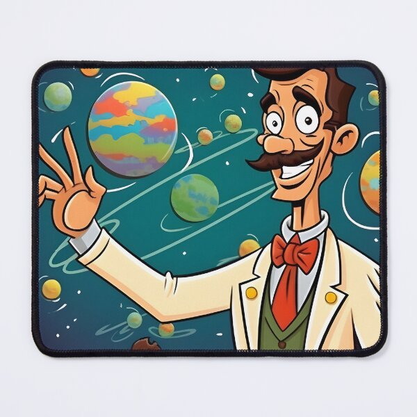 Item preview, Groovy Professor: Cartoon Art with Pointing Gesture and Planetary Theme designed and sold by 24hSpaceMadness.