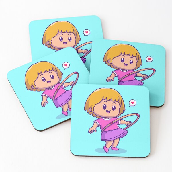 Item preview, Cute Girl Playing Hula Hoop Cartoon Illustration designed and sold by hjian8219.