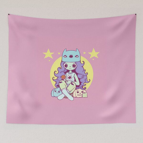 Item preview, Kawaii Halloween Pastel Goth Ragdoll Bat Girl designed and sold by AwesomeAiArt.