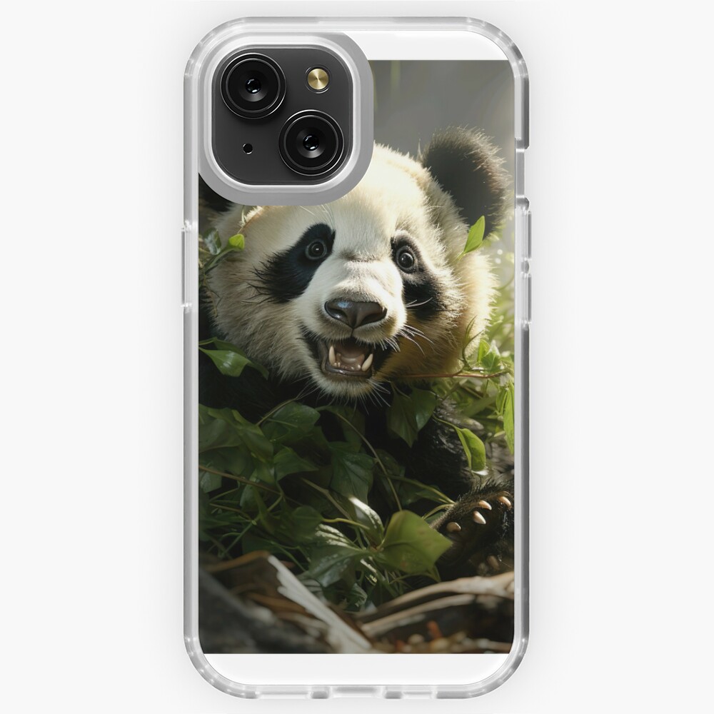 A playful panda, happily munching on bamboo, in a cute and cheerful art  style, with a moderate level of detail. sticker, joyful, vibrant colors,  cartoonish style, vector, contour, white background