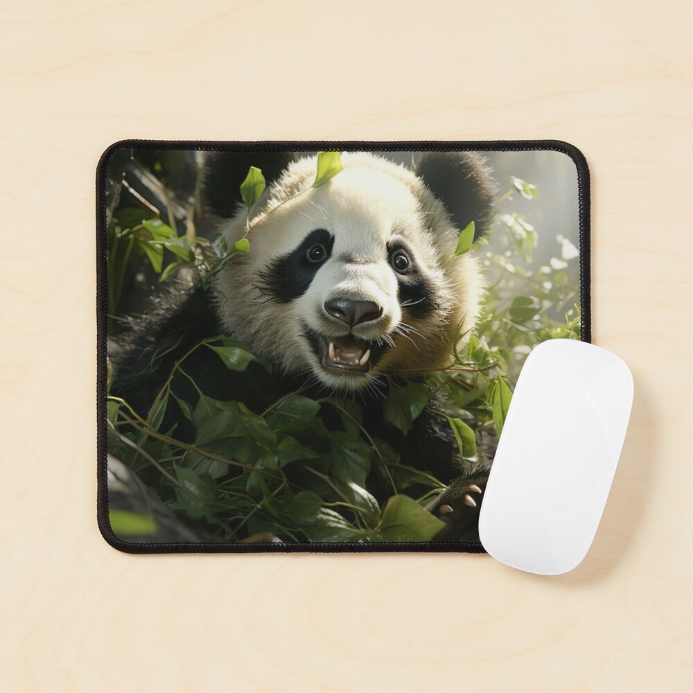 A playful panda, happily munching on bamboo, in a cute and cheerful art  style, with a moderate level of detail. sticker, joyful, vibrant colors,  cartoonish style, vector, contour, white background