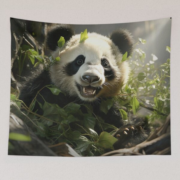 Item preview, A playful panda bear munching on bamboo  designed and sold by artumbre.