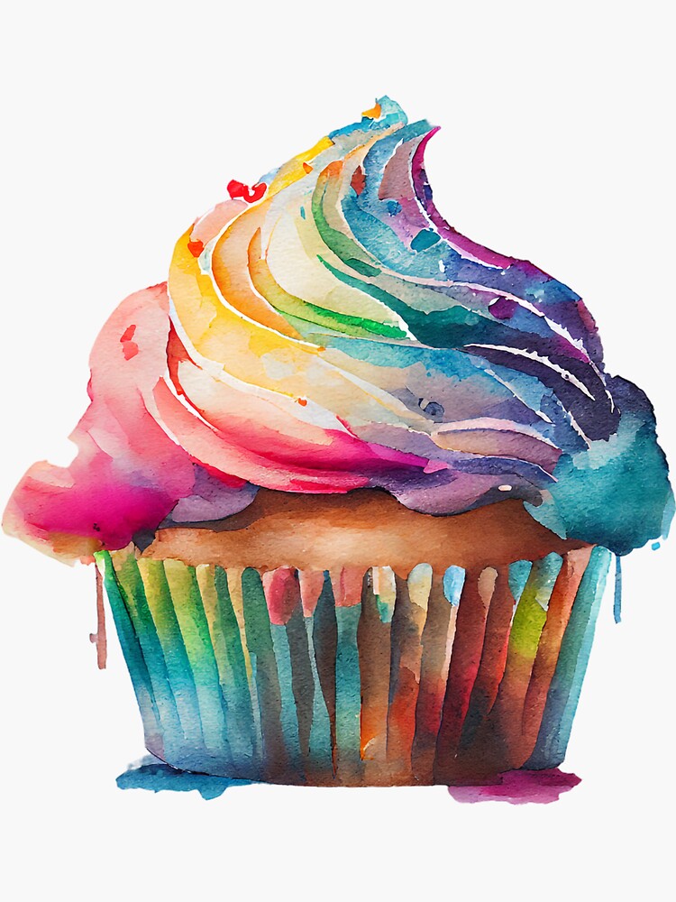 Watercolor Cupcakes Stickers