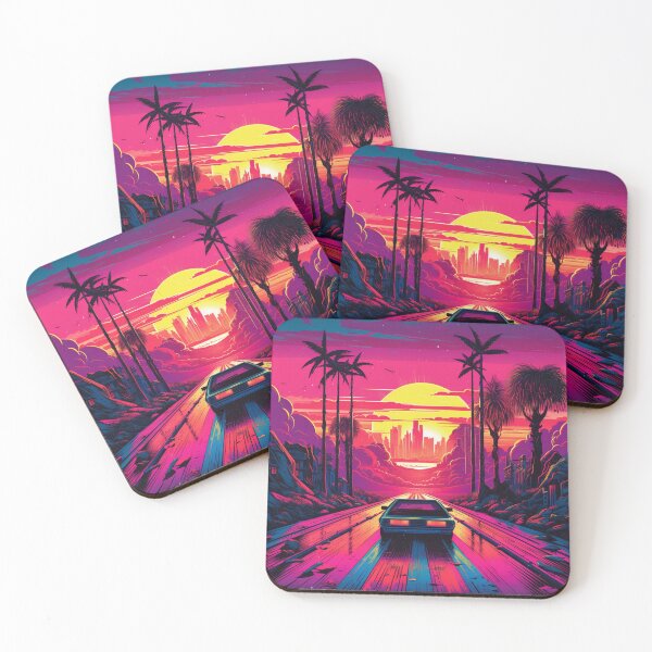 Item preview, Synthwave Sunset Drive Print designed and sold by valenzuelaray.