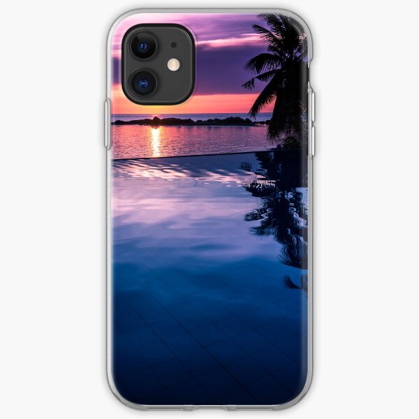 Tropical sunset pool iPhone Soft Case