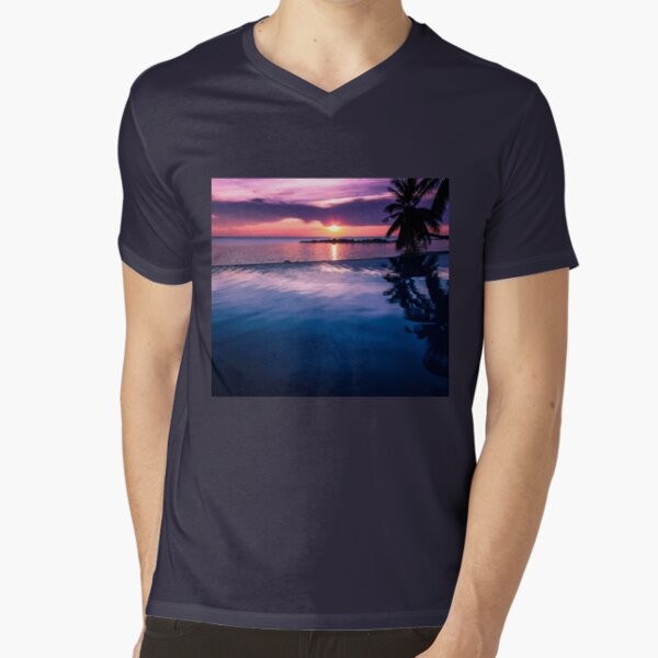 Tropical sunset pool V-Neck T-Shirt