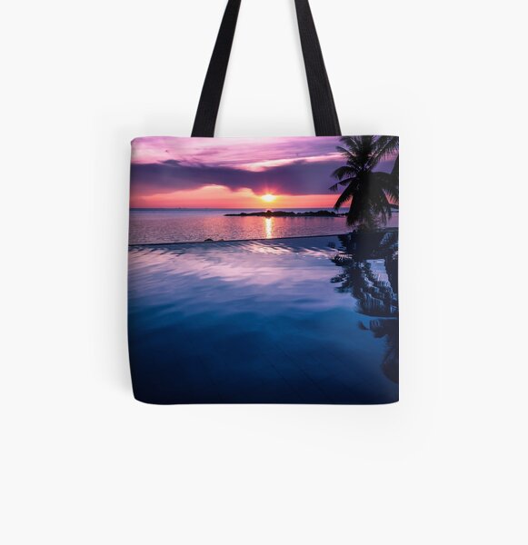 Tropical sunset pool All Over Print Tote Bag