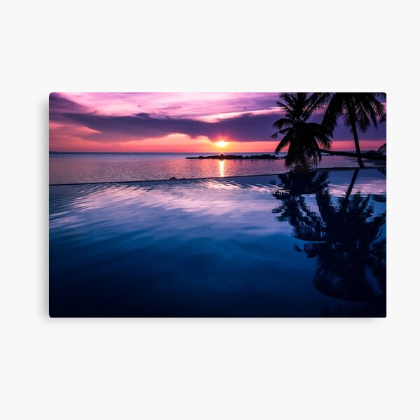Tropical sunset pool Canvas Print