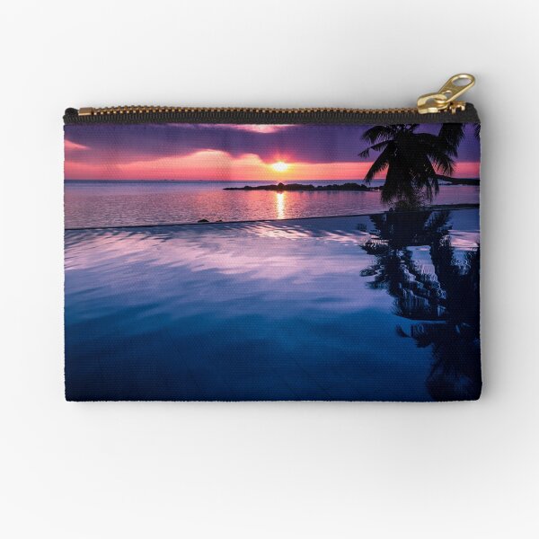 Tropical sunset pool Zipper Pouch