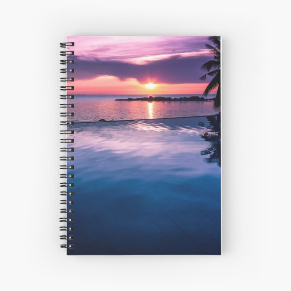 Tropical sunset pool Spiral Notebook