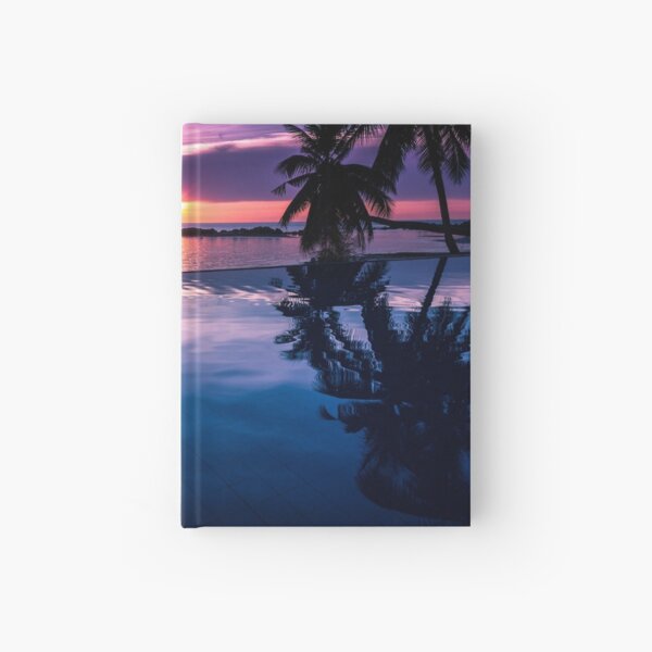 Tropical sunset pool Hardcover Journal