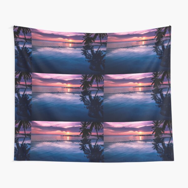Tropical sunset pool Tapestry