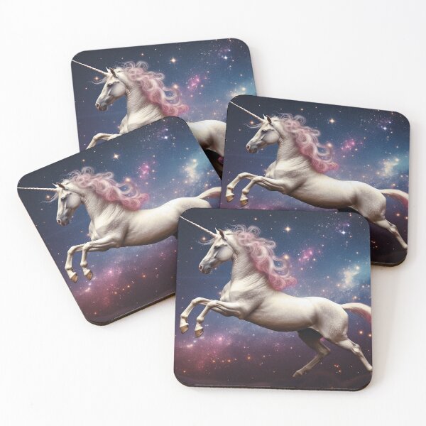 Item preview, A white unicorn with a pink mane floating in a galaxy of stars designed and sold by Maelgoa.