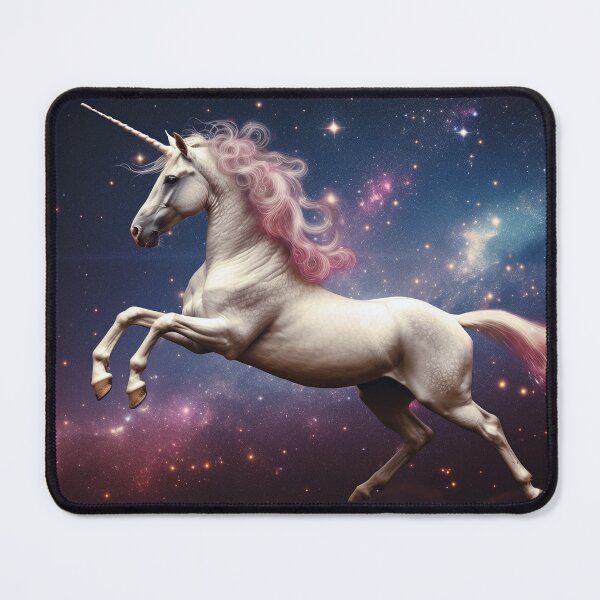 Item preview, A white unicorn with a pink mane floating in a galaxy of stars designed and sold by Maelgoa.