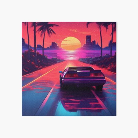 Item preview, Synthwave Sunset Drive Painting designed and sold by anaschico.