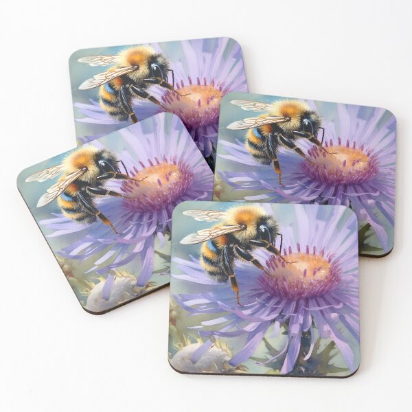 Item preview, Bee on the flower Botanical watercolor designed and sold by Art by Lilia.
