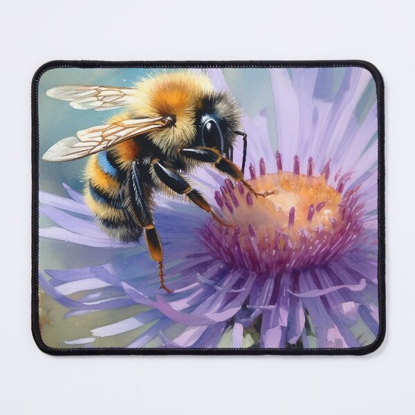 Item preview, Bee on the flower Botanical watercolor designed and sold by Art by Lilia.
