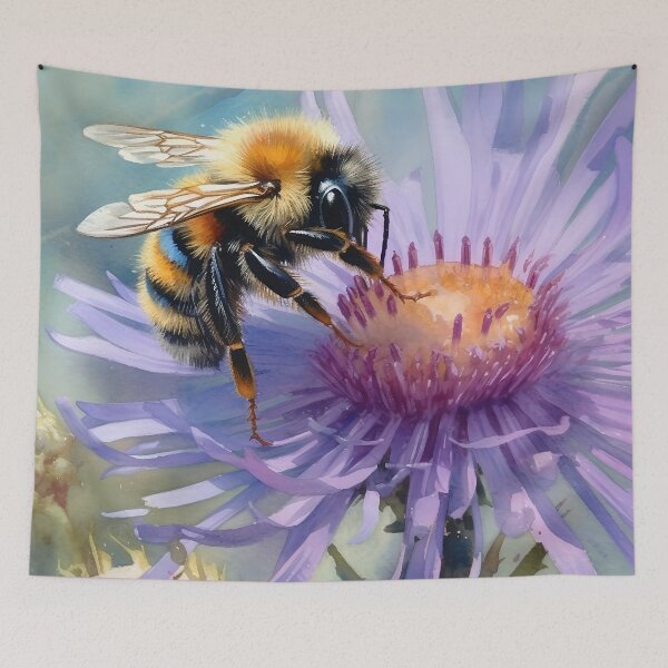 Item preview, Bee on the flower Botanical watercolor designed and sold by Art by Lilia.