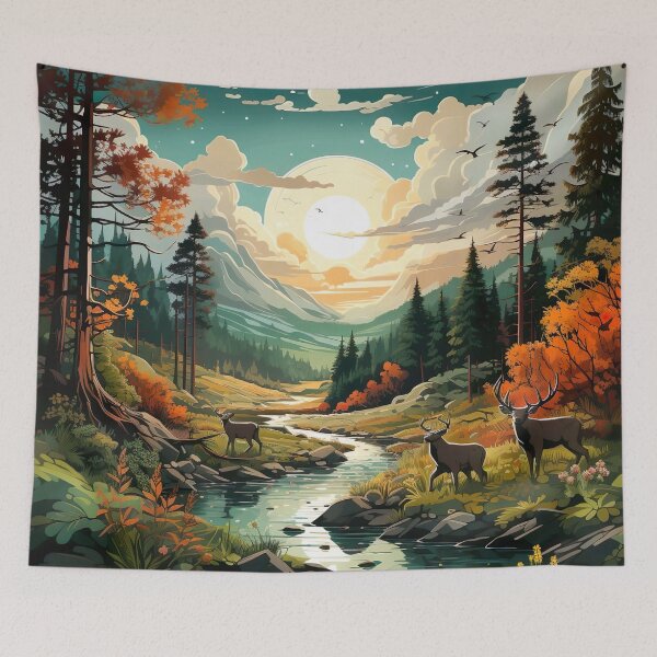 Item preview, llustration showcasing a variety of wildlife inhabiting the forest designed and sold by artumbre.