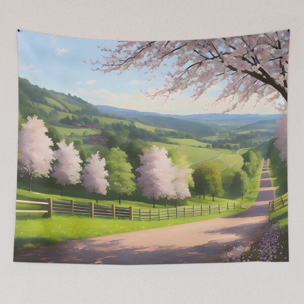 Item preview, Country road and cherry trees designed and sold by Pixeledfox.