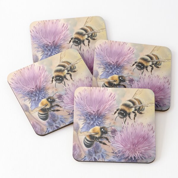 Item preview, Bee on the flower Botanical watercolor 1 designed and sold by Art by Lilia.