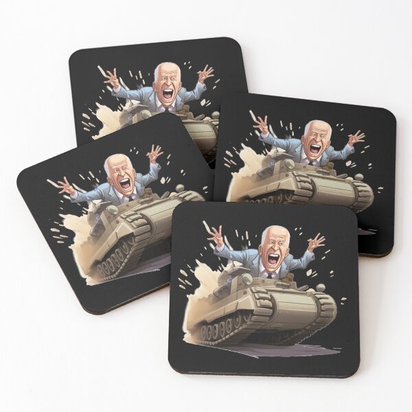 Item preview, Joe Biden rides tank, funny caricature, comic designed and sold by Mateusz Majcherek.