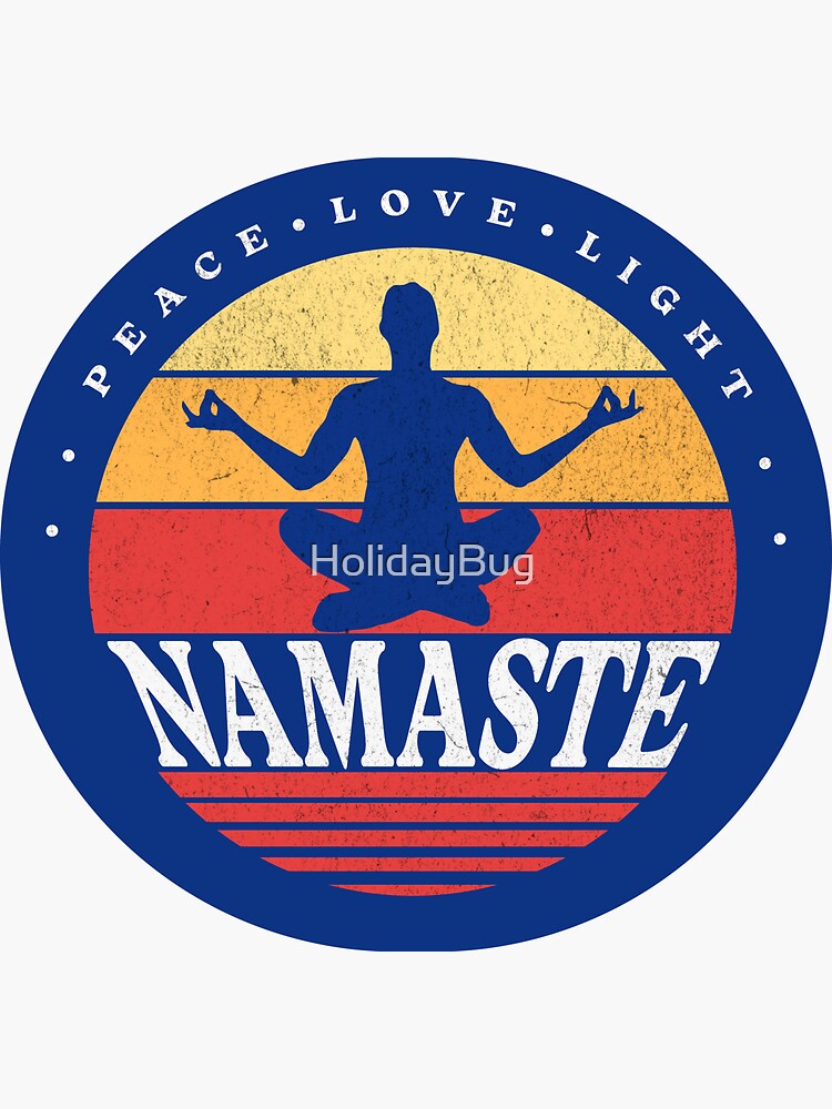 "Retro Namaste, yoga pose" Sticker for Sale by HolidayBug Redbubble