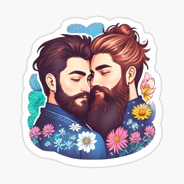 Aperçu de l'œuvre Deux barbus se serrant dans les fleurs créée et vendue par DimHel2.