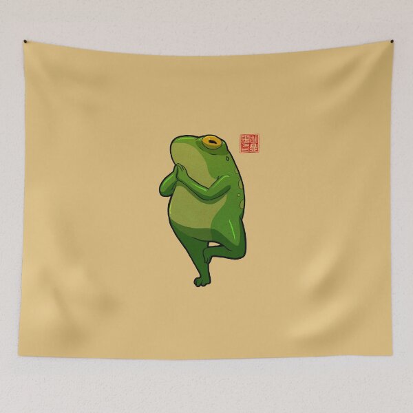 Item preview, yoga frog tree pose vrikshasana designed and sold by DingHuArt.