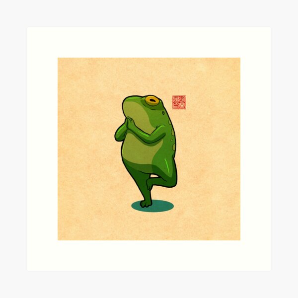 Item preview, yoga frog tree pose vrikshasana designed and sold by DingHuArt.