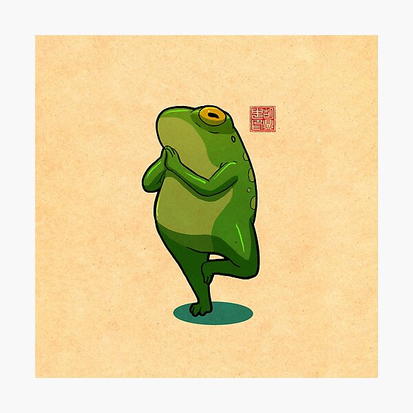 Item preview, yoga frog tree pose vrikshasana designed and sold by DingHuArt.