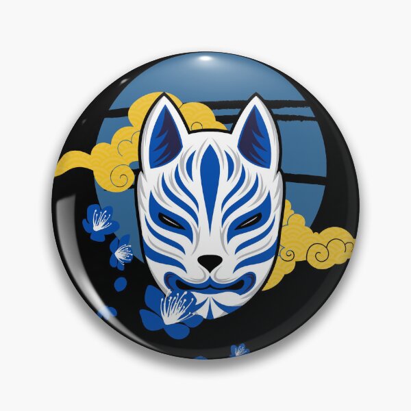Item preview, "Black and Blue Japanese Mask: Mystical Elegance" designed and sold by PRINT SCAPE.