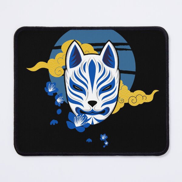 Item preview, "Black and Blue Japanese Mask: Mystical Elegance" designed and sold by PRINT SCAPE.