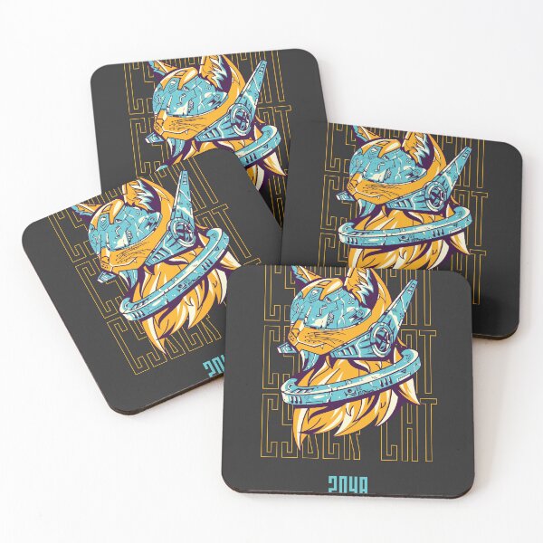 Item preview, "Cyber Cat in Black, Yellow, and Blue: Futuristic Illustration Design" designed and sold by PRINT SCAPE.