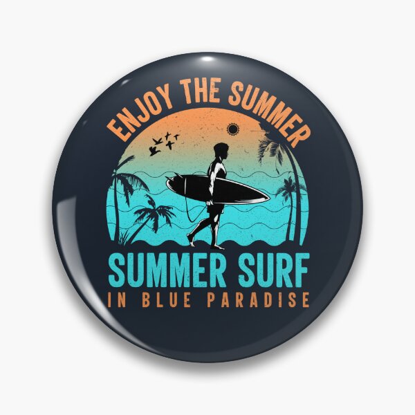 Item preview, Retro Surfer And Surfboard With Sunset And Palm Trees Summer Surfing designed and sold by xenami.