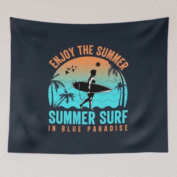 Item preview, Retro Surfer And Surfboard With Sunset And Palm Trees Summer Surfing designed and sold by xenami.