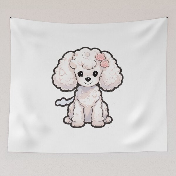 Item preview, Joyful Poodle with Angelic Charm - Digital Cartoon Sticker designed and sold by PaintbrushPlace.