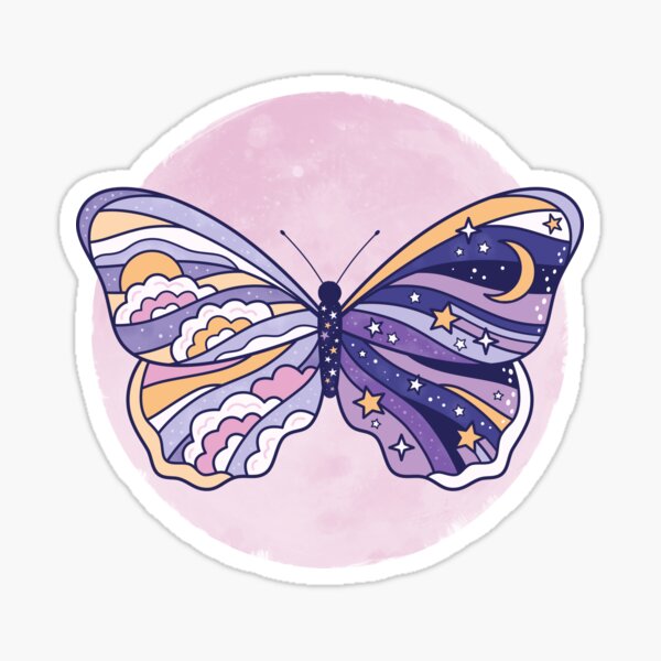 Butterfly Moon Sticker
