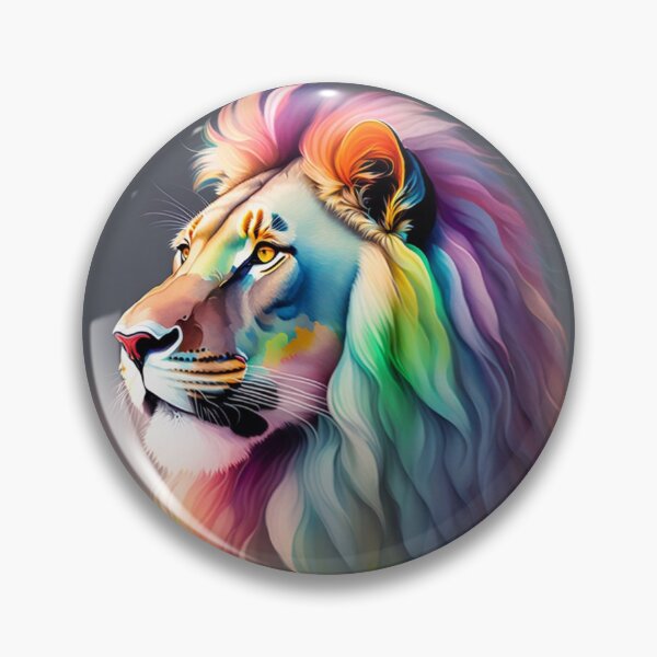 Item preview, A confident Lion King Rainbow Watercolour, colourful mane designed and sold by Magical-bear.