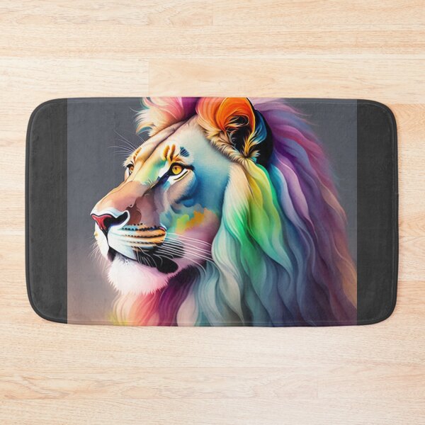 Item preview, A confident Lion King Rainbow Watercolour, colourful mane designed and sold by Magical-bear.