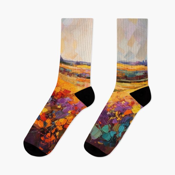 Item preview, Countryside summer Floral Fields at sunset - Impressionistic landscape 1 designed and sold by Red Witch Art.